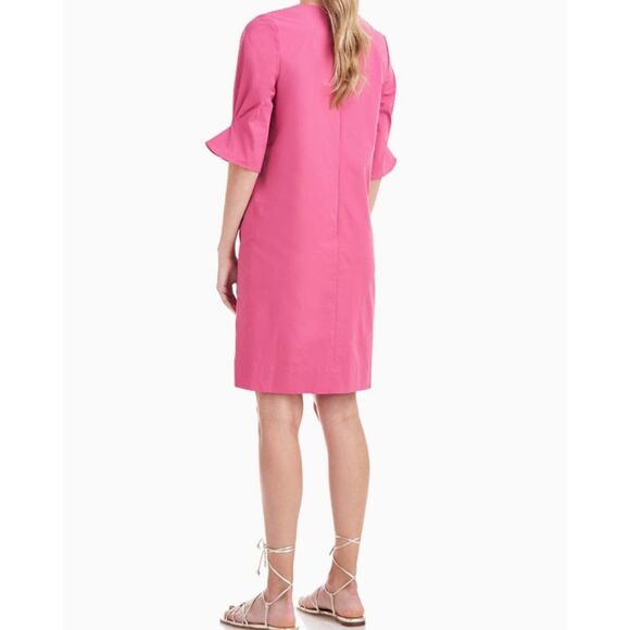 Kay Unger Dress Puff Statement Sleeve Stretch Poplin Lined Dusty Rose Event - Picture 4 of 16